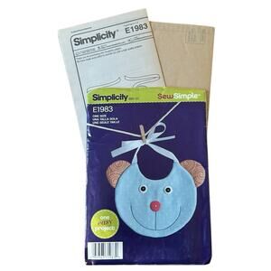 Simplicity E1983 Sewing Pattern Sew Simple Babies Decorated Bib Craft UNCUT